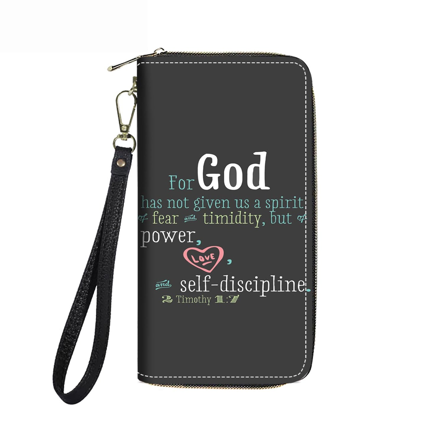 HOTWomen's Large Capacity Wallet PU Leather Double Zipper Clutch Purse Multifunctional Wallet with Removable Wristlet Strap for Smart Phone/Coin/Card/Cash, Floral Quotes Bible Verse Philippians 4-13