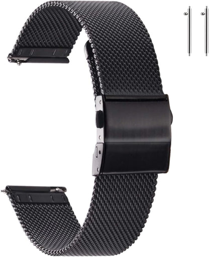 HOTEACHE Stainless Steel Mesh Watch Band for Men Women, Quick Release Mesh Watch Straps 12mm 14mm 16mm 18mm 20mm 22mm