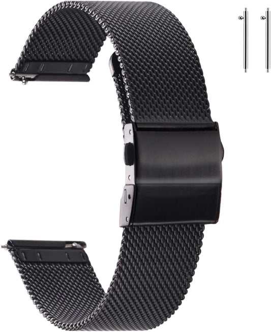 HOTEACHE Stainless Steel Mesh Watch Band for Men Women, Quick Release Mesh Watch Straps 12mm 14mm 16mm 18mm 20mm 22mm