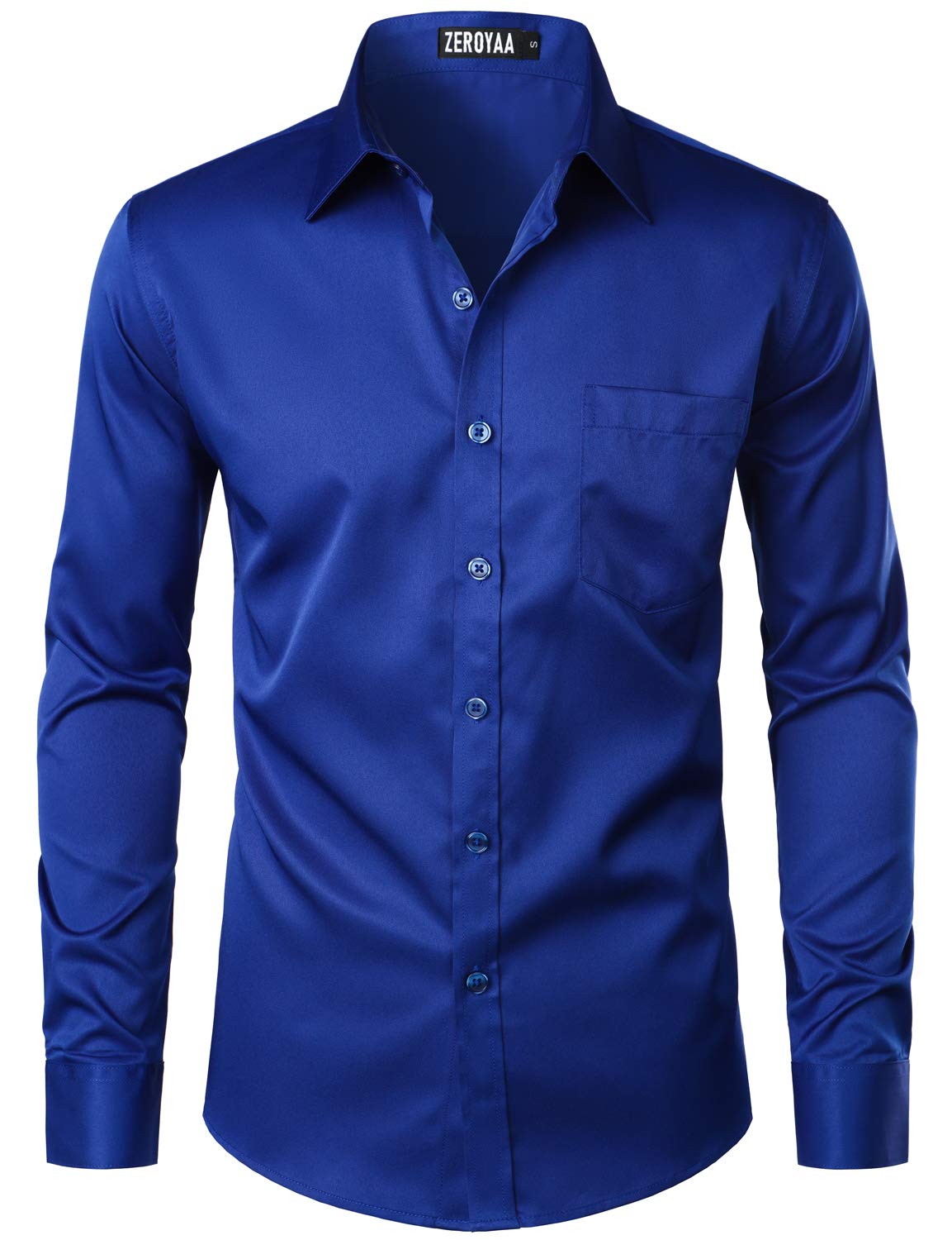 HOTZEROYAA Men's Urban Stylish Casual Business Slim Fit Long Sleeve Button Up Dress Shirt with Pocket