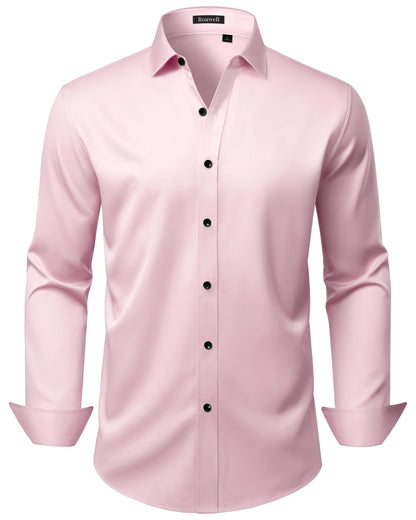 HOTMens Wrinkle Free Dress Shirts Regular Fit Business Button Down Shirt Formal Long Sleeve Wedding Stretch Shirts