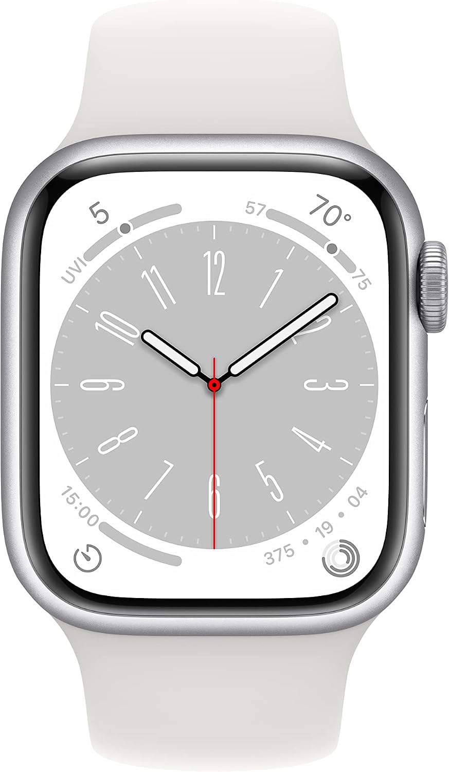 HOTApple Watch Series 8 (41MM, GPS) - Silver Aluminum Case with White Sport Band (Renewed Premium)