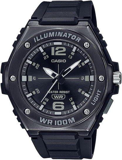 HOTCasio MWA100H Series | Men’s Analog Watch |100M WR | Stainless Steel Bezel | LED Illuminator Backlight with Afterglow | Resin Band | 3 Hands (HR, MIN, SEC) | 3 Year Battery