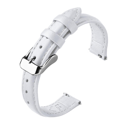 HOTFullmosa 24mm Quick Release Leather Watch Band | Traditional Smartwatch Replacement Strap for Women Men Formal Daily Commute, Black&Silver Buckle