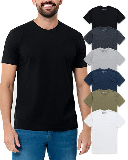 HOTMens T Shirts Soft Cotton Crew Neck Athletic Fit Casual Tees S-4XL | Soft cotton blend casual tee shirts with 4-way stretch - tag-free athletic fit for gym, work & casual wear. A go-to gift.