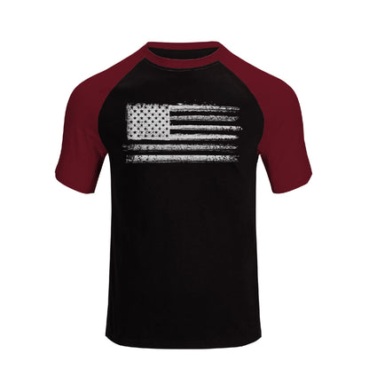 HOTH HYFOL Men's Graphic T-Shirts USA Flag Cotton Short Sleeve American Patriotic Crewneck Casual Regular Tee Shirts