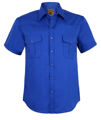HOTCOEVALS CLUB Men's Western Cowboy Short Sleeve Pearl Snap Casual Plaid Work Shirts