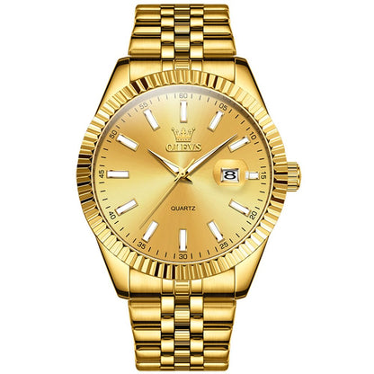 HOTOLEVS Men's Luxury Stainless Steel Watch, Big Face Gold Silver Two Tone Three Hand Analog Quartz Watch, Easy to Read Waterproof Luminous Day Date Wrist Watches for Men