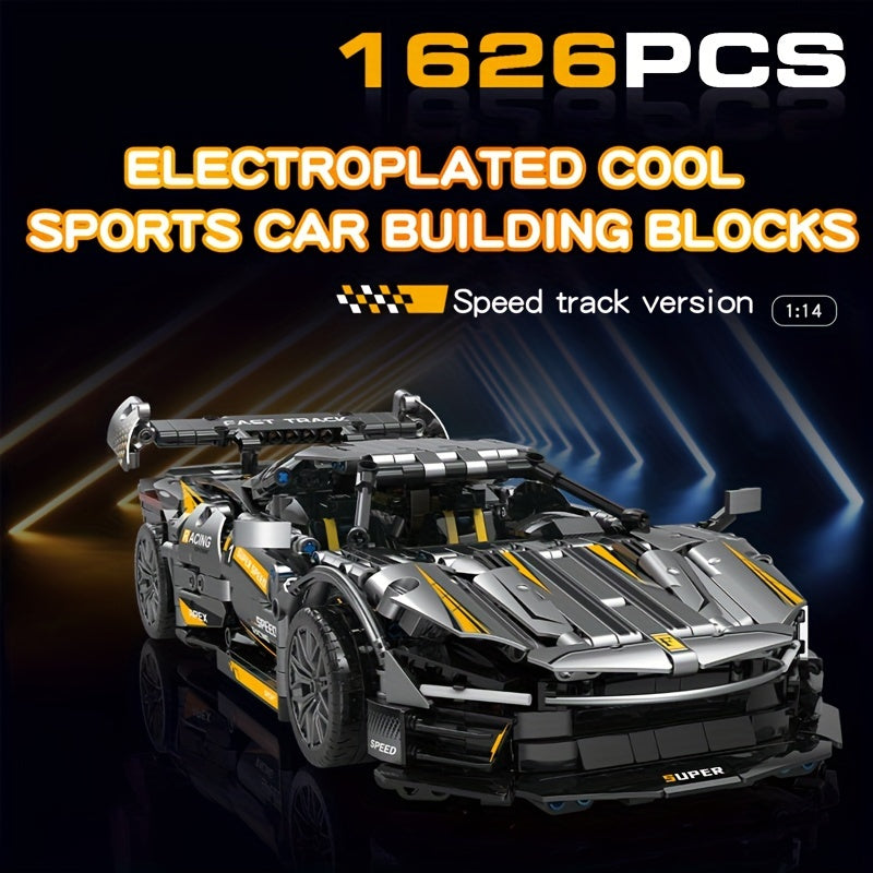 1626-Piece 1:14 Scale Cool Black Sports Car Building Blocks Set - Compatible With Major Brick Brands, Perfect For Youngsters Ages 8-12, Idea
