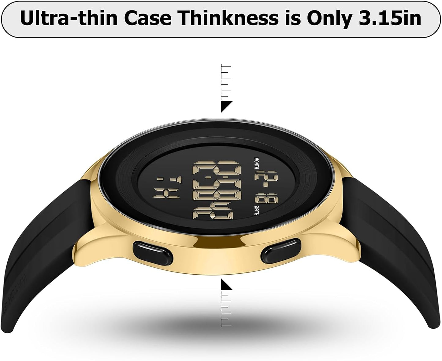 HOTCOSSINIGE Mens Digital Waterproof Military Watch for Men Black Dive Tactical Sports Minimalist Ultra-Thin Wrist Watch