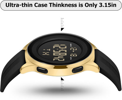 HOTCOSSINIGE Mens Digital Waterproof Military Watch for Men Black Dive Tactical Sports Minimalist Ultra-Thin Wrist Watch
