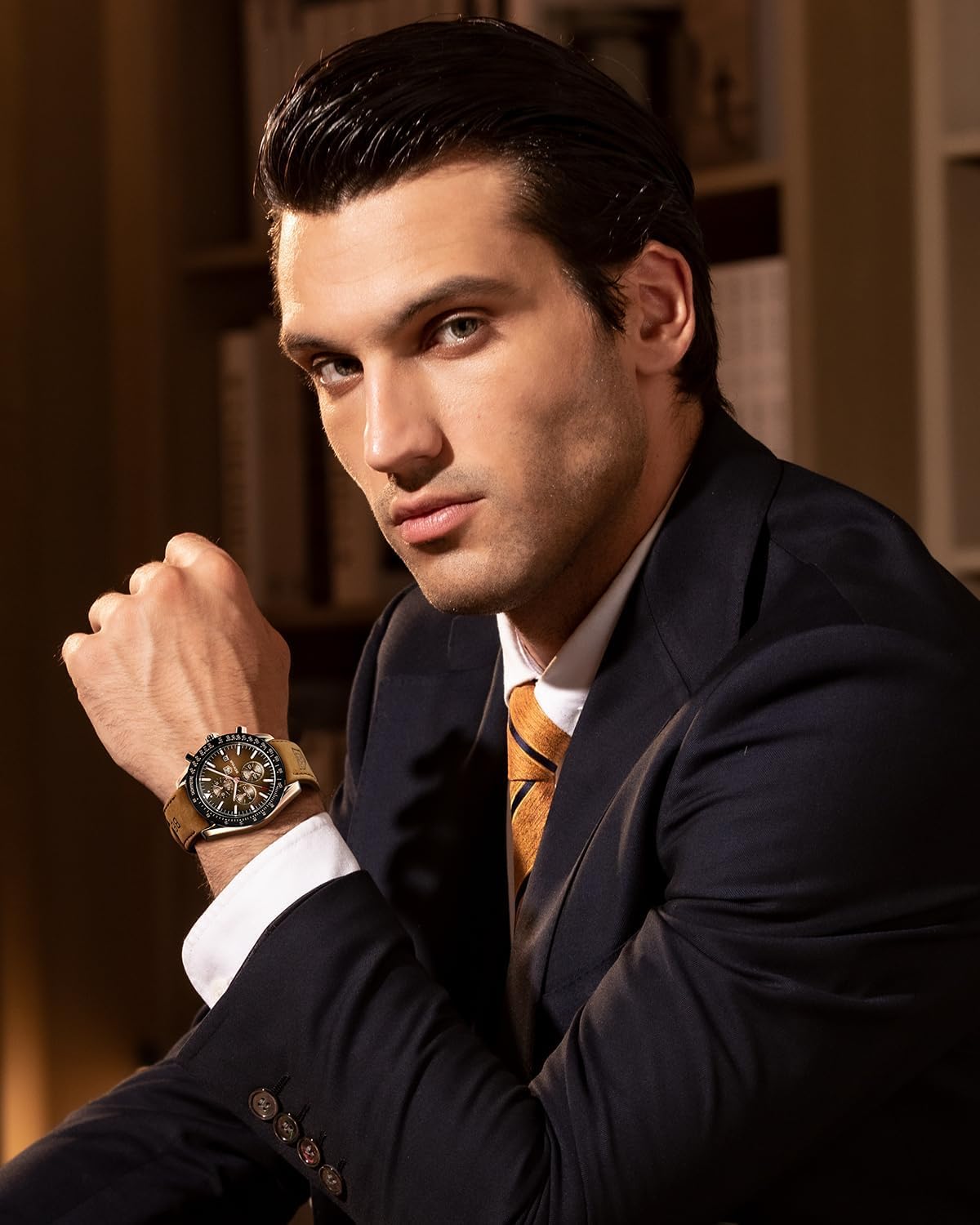 HOTBENYAR Mens Watches Quartz Analog Chronograph Waterproof Wrist Watches for Men Fashion Business Work Casual Sport Dress Watch with Calendar