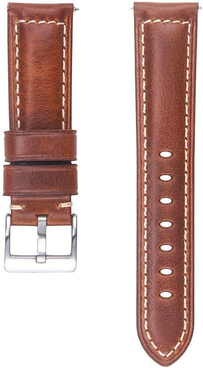 HOTQuick Release Retro Leather Watch Band,Vintage Oil-tanned Pull-up Leather Strap Replacement,Choice of Width-18mm 20mm 22mm 24mm or 26mm