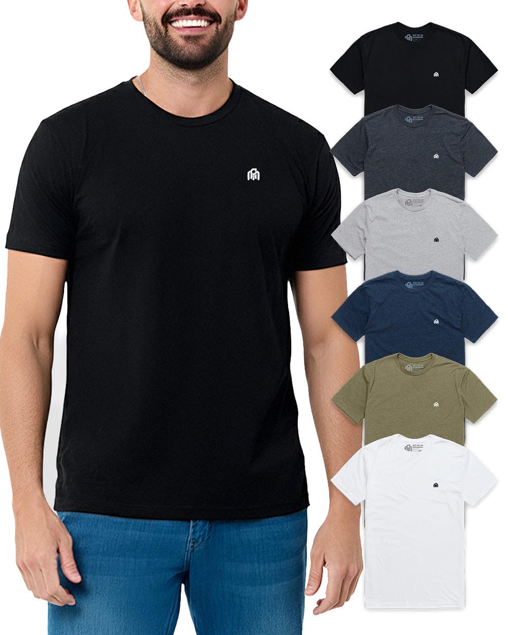 HOTMens T Shirts Soft Cotton Crew Neck Athletic Fit Casual Tees S-4XL | Soft cotton blend casual tee shirts with 4-way stretch - tag-free athletic fit for gym, work & casual wear. A go-to gift.