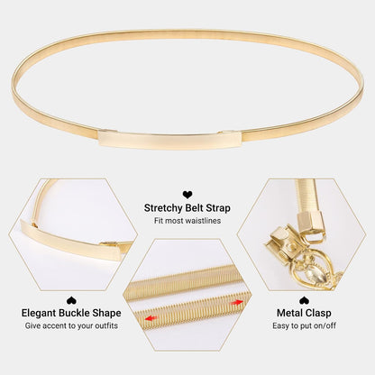 HOTGRACE KARIN Women Skinny Metal Cinch Belt Gold Waistband Elastic Waist Belt CL633
