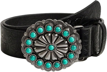 HOTRoseSeek Women's Floral Vintage Western Belts Buckle Cowgirl Belts for Women