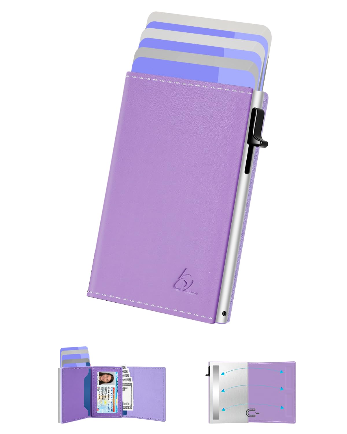 HOTdwnkove Womens Wallet Card Holder - Pop Up Aluminum Case, Premium Flexible Leather, Smart Wallet for Women, RFID Blocking, Slim, Minimalist, Front Pocket - 9-14 Card Capacity | ID Window | Cash Slot