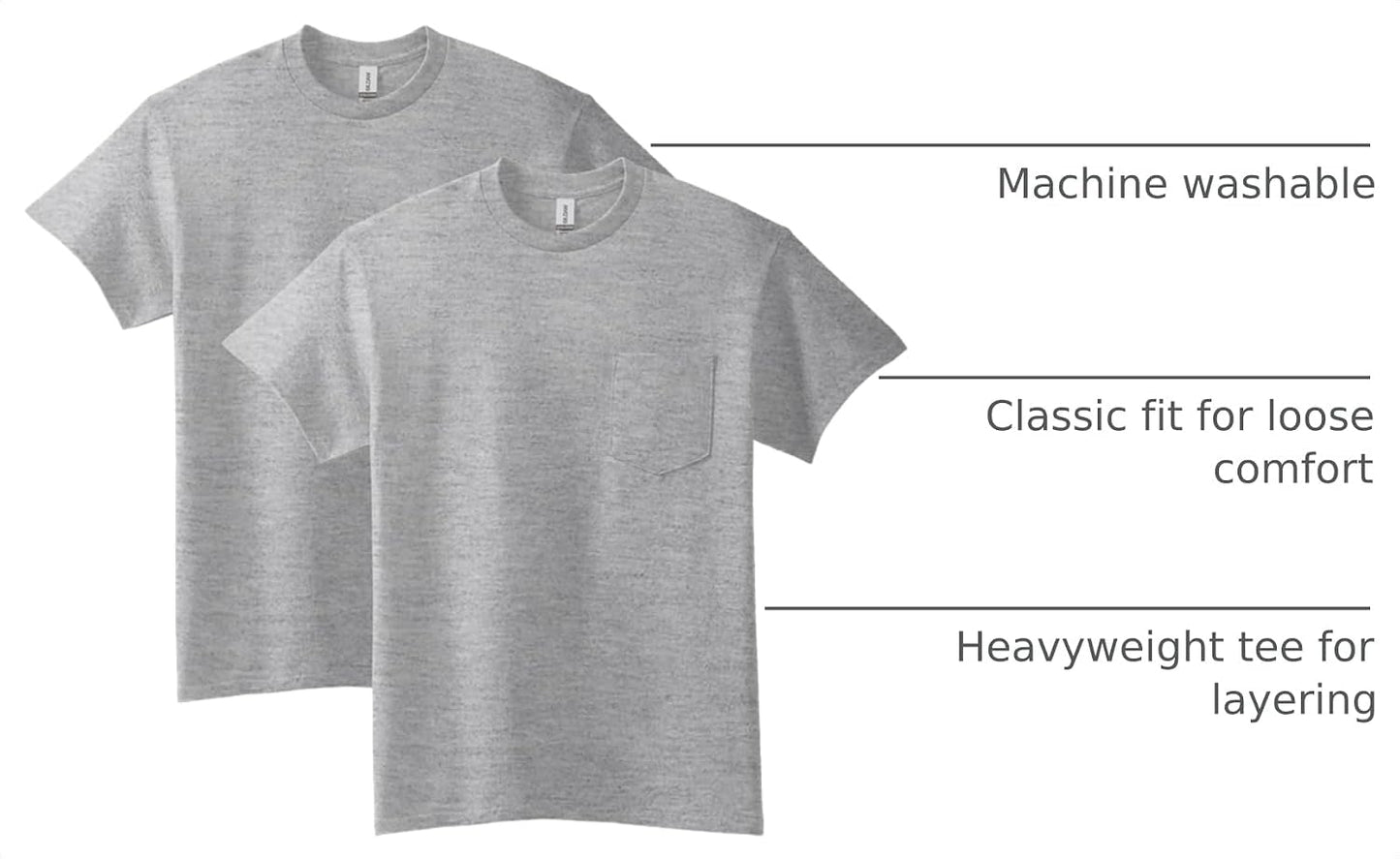 HOTGildan Adult Ultra Cotton T-Shirt with Pocket, Style G2300, 2-Pack