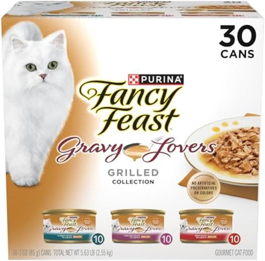 HOTPurina Fancy Feast Gravy Lovers Poultry and Beef Grilled Gourmet Wet Cat Food Variety Pack - (Pack of 30) 3 oz. Cans