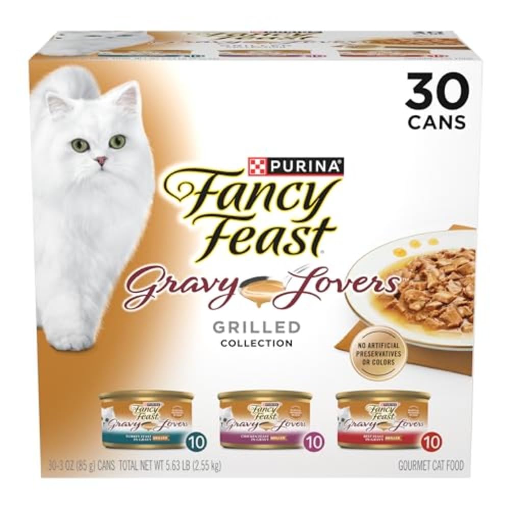 HOTPurina Fancy Feast Gravy Lovers Poultry and Beef Grilled Gourmet Wet Cat Food Variety Pack - (Pack of 30) 3 oz. Cans