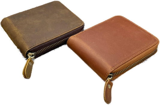 HOTPersonalized Leather Zipper wallet, Zip Around Wallet, Bifold Multi Card Holder Purse