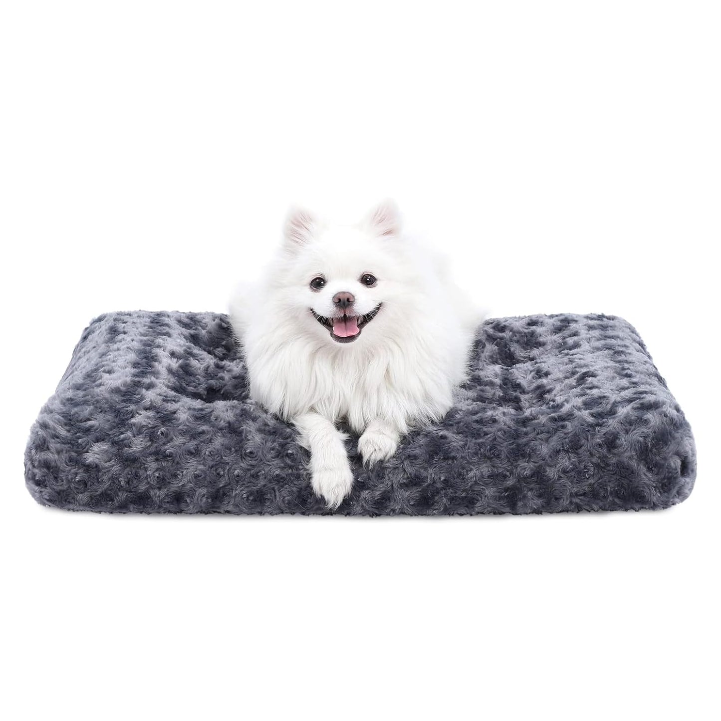 HOTKSIIA Washable Dog Bed Deluxe Plush Dog Crate Beds Comfy Kennel Pad Anti-Slip Pet Sleeping Mat for Large, Jumbo, Medium, Small Dogs Breeds, 35" x 23", Gray