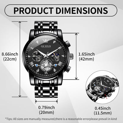 HOTOLEVS Watch Men Waterproof Stainless Steel Quartz Chronograph Analog Watch