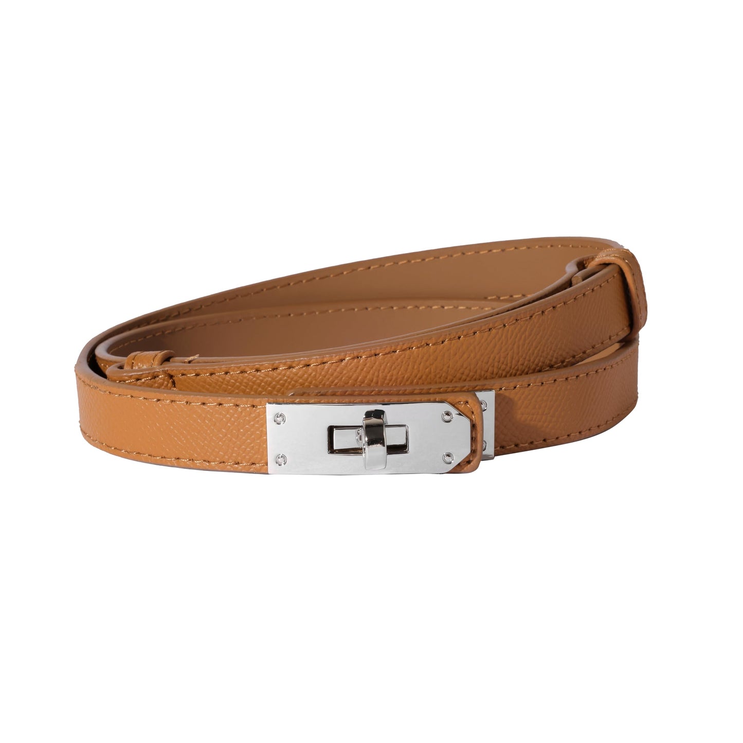 HOTOvekaut Women Skinny Leather Belt Solid Color Alloy Turn Lock Adjustable Waistband for Dresses Jeans Coats