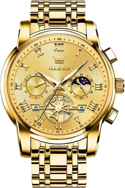 HOTOLEVS Watches Men Waterproof Luxury Big Face Mens Watch Stainless Steel Quartz Analog Dress Watches for Men Luminous Multifunction Man Watch Relojes De Hombre