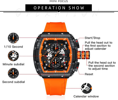 HOTMini Focus Men's Watch Fashion Sport Wrist Watches (Chronograph/Waterproof/Luminous/Calendar) Silicon Strap Quartz Watches for Men