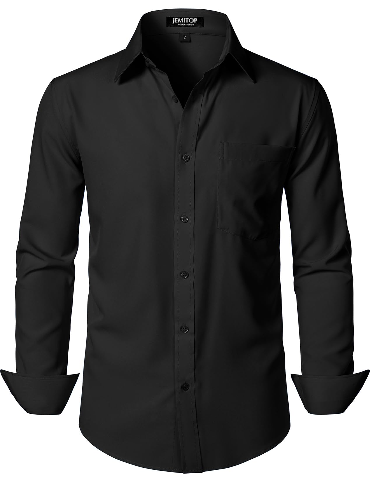 HOTJEMITOP Men Stretch Business Casual Dress Shirts | Regular Fit, Formal, Long Sleeve, Button Down, Tuxedo, Wedding, Prom, with Pocket
