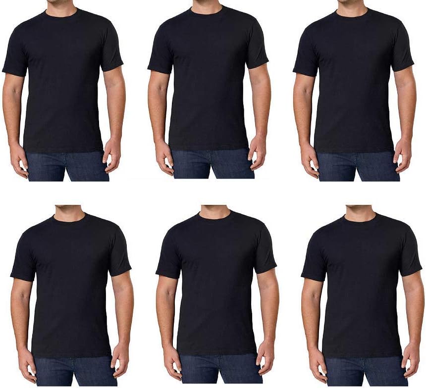 HOTKirkland Signature Men's Crew Neck Tee 100% Combed Heavyweight Cotton T-Shirts (Pack of 6)