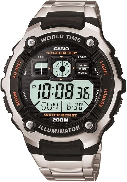 HOTCasio Men's AE2000WD-1AV Silver-Tone Multi-Functional Digital Sport Watch