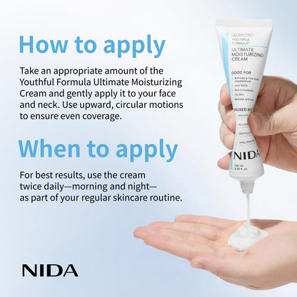 HOTNIDA Youthful Formula™ Ultimate Moisturizing Cream | Centella Asiatica, Niacinamide, Hyaluronic Acid, Collagen | Wrinkles, Fine Lines, Dark Spots, Dry Skin, Redness | 3.38 fl. oz., 100ml