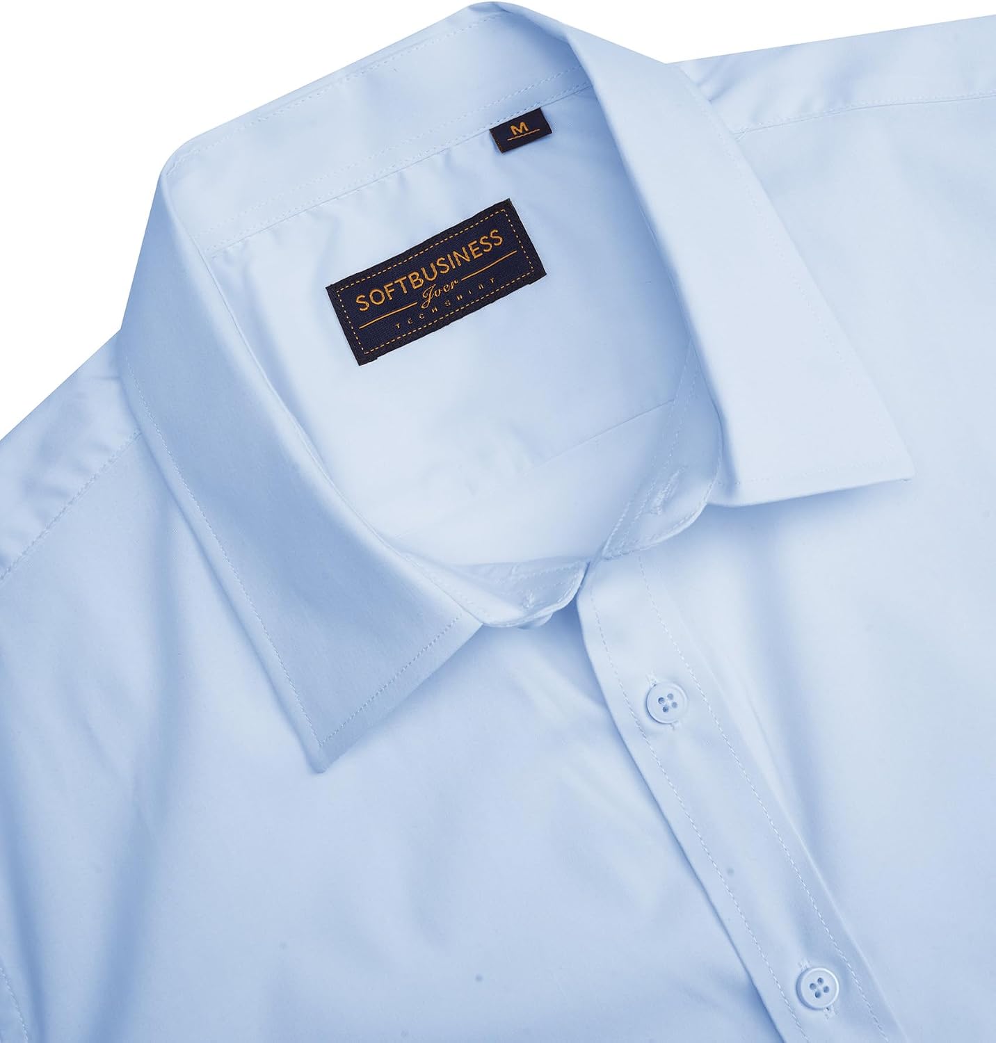 HOTJ.VER Men's Short Sleeve Dress Shirts Stretch Stain Shield Casual Button Down Shirts Solid Formal Shirt