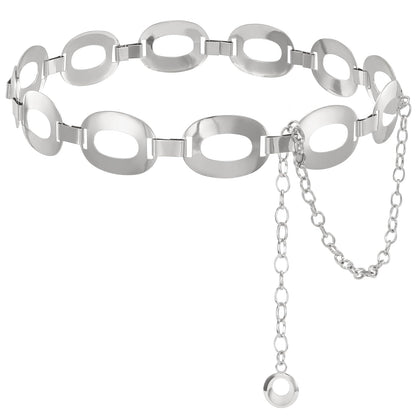HOTTRIWORKS Waist Chain for Women Ladies Metal Link Chunky Chain Belt for Dresses