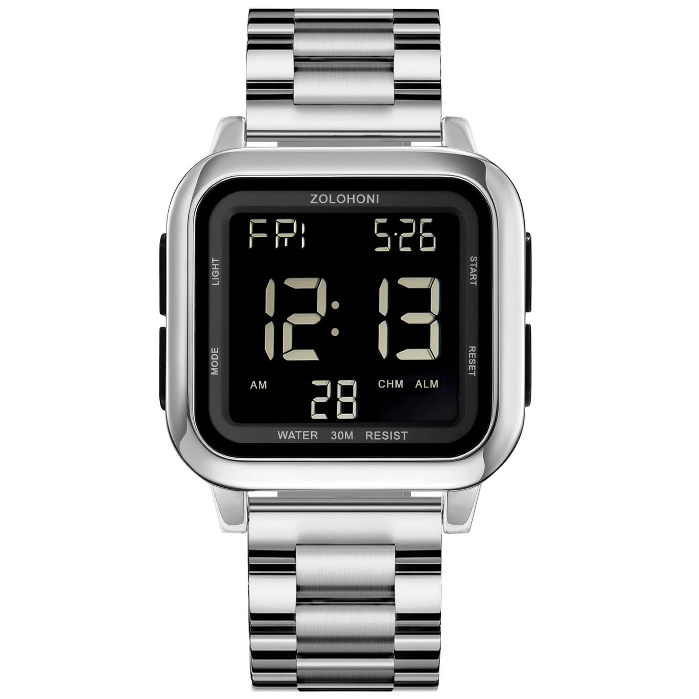 HOTMens Digital Watches for Men Waterproof Large Square Wrist Watch | Big face wristwatch for women, Simple work watches for men,Reloj para hombre,Chronograph,Alarm,Stopwatch,Dual Time,Date,Light
