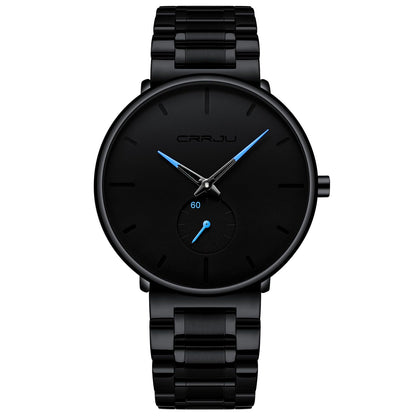 HOTMens Watches Ultra-Thin Minimalist Waterproof-Fashion Wrist Watch for Men Unisex Dress with Stainless Steel Band-Black Hands