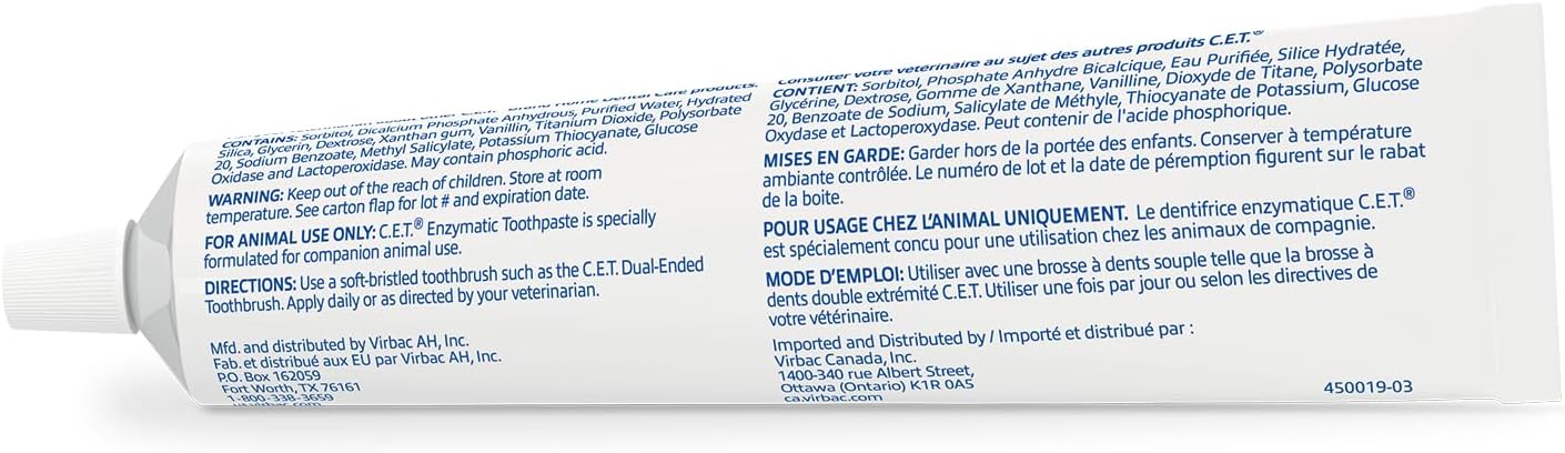 HOTC.E.T. Enzymatic Toothpaste for Dogs and Cats, Vanilla Mint, 2.5oz | Plaque and tartar control for fresh breath, pet dental care toothpaste, Dual enzyme system, vanilla mint flavored toothpaste