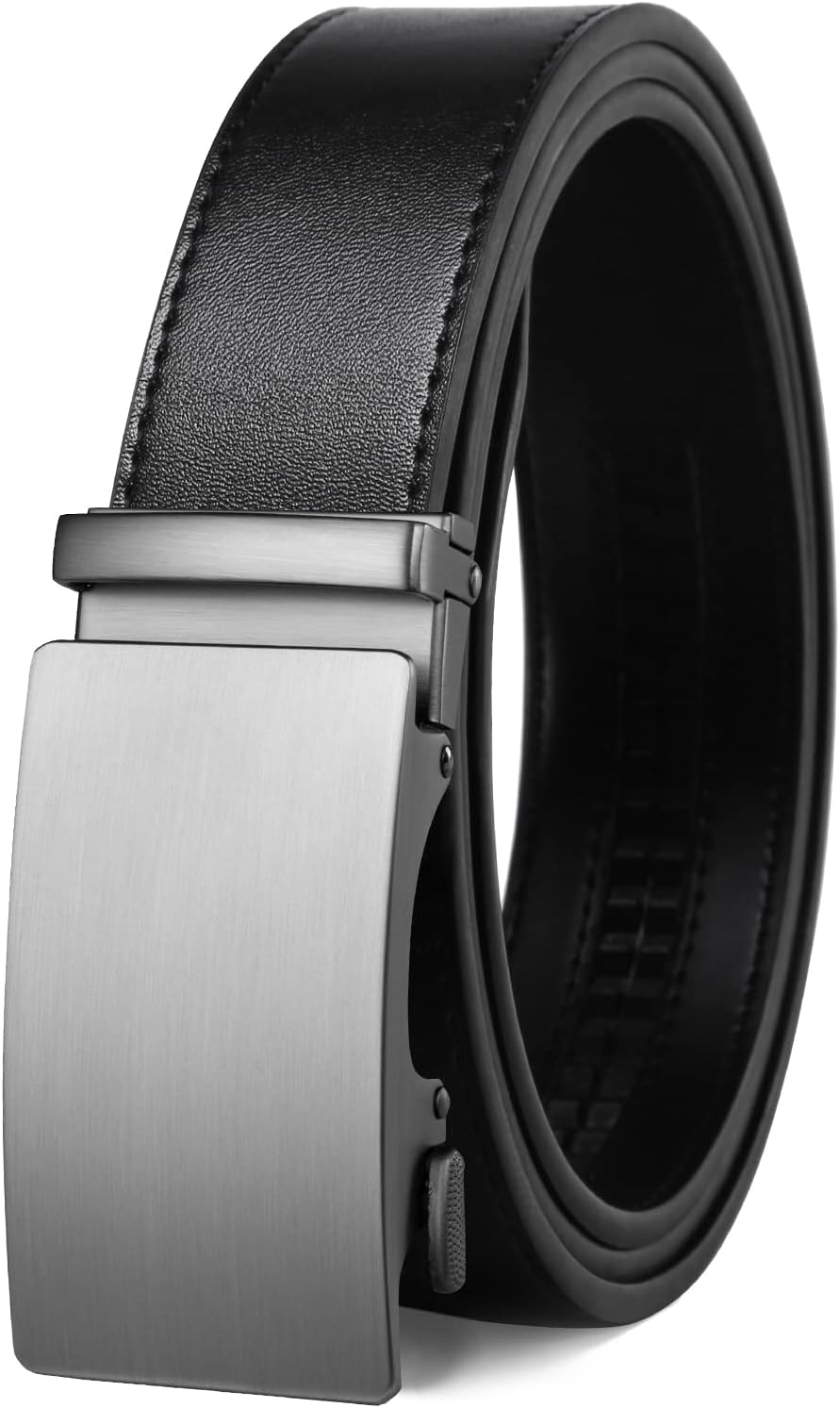 HOTFounders & C Men's Ratchet Belt 1 3/8",Leather Dress Belt Adjustable with Click Sliding Buckle Trim to Exact Fit