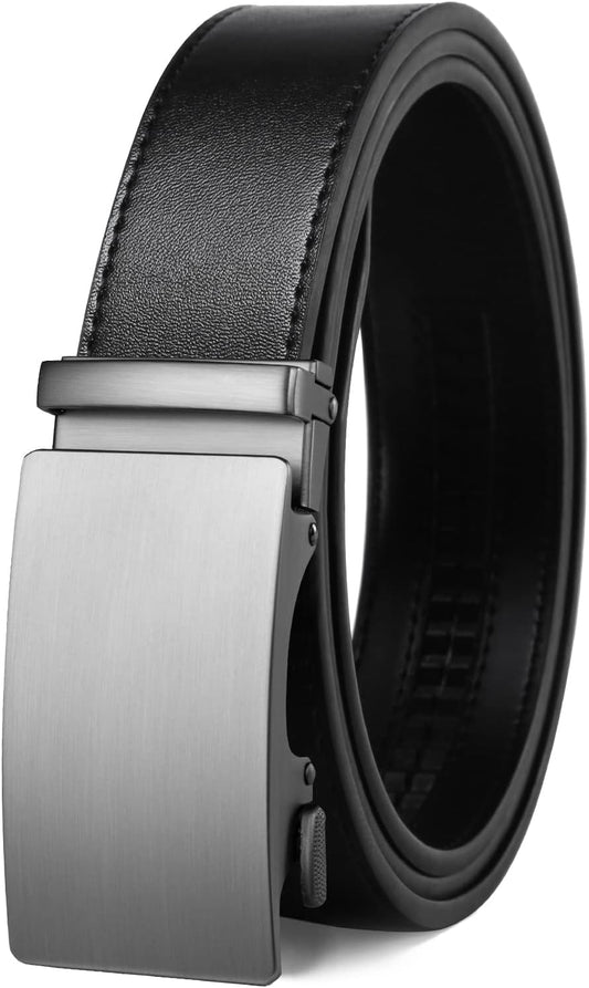 HOTFounders & C Men's Ratchet Belt 1 3/8",Leather Dress Belt Adjustable with Click Sliding Buckle Trim to Exact Fit