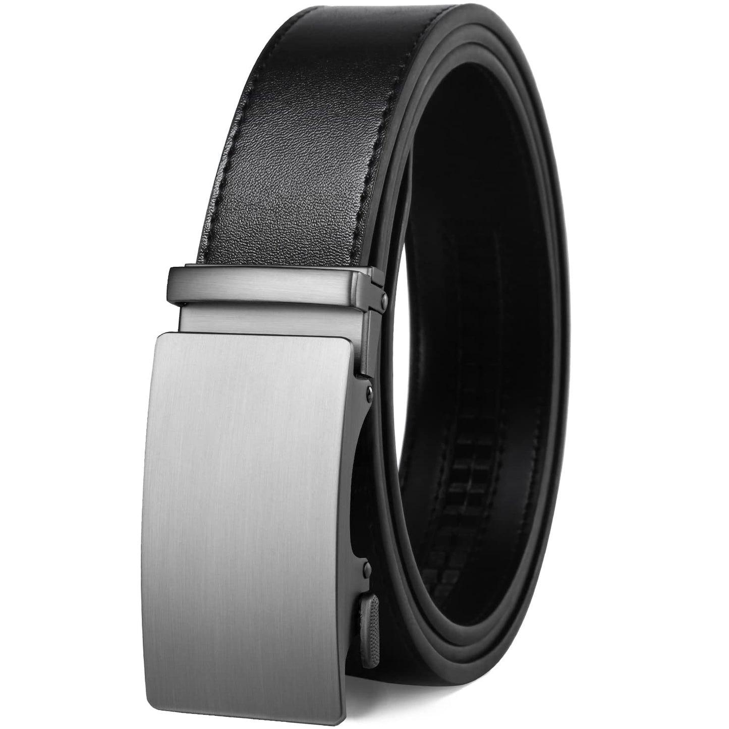 HOTFounders & C Men's Ratchet Belt 1 3/8",Leather Dress Belt Adjustable with Click Sliding Buckle Trim to Exact Fit