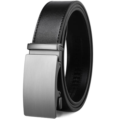 HOTFounders & C Men's Ratchet Belt 1 3/8",Leather Dress Belt Adjustable with Click Sliding Buckle Trim to Exact Fit