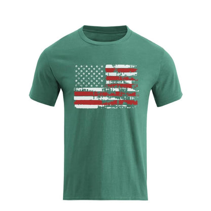 HOTH HYFOL Men's Graphic T-Shirts USA Flag Cotton Short Sleeve American Patriotic Crewneck Casual Regular Tee Shirts