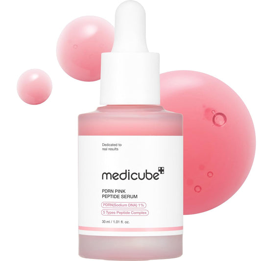 HOTmedicube PDRN Pink Peptide Serum with Salmon DNA | Pink Glow Serum with Peptides & Niacinamide for Hydration & Firm-Looking Skin | Uneven Tone Care | Korean Skincare, 1.01 fl. Oz