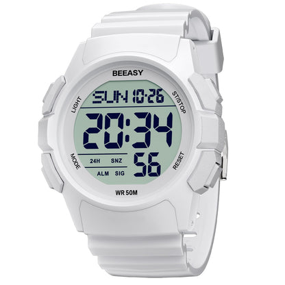 HOTBeeasy Mens Digital Sports Watch, 50M Waterproof 49mm Rubber Strap Mens Watches with Stopwatch, Countdown Timer, Alarm & Dual Time—Ideal for Sport, Gym, Running, Referee, School & Daily Wear