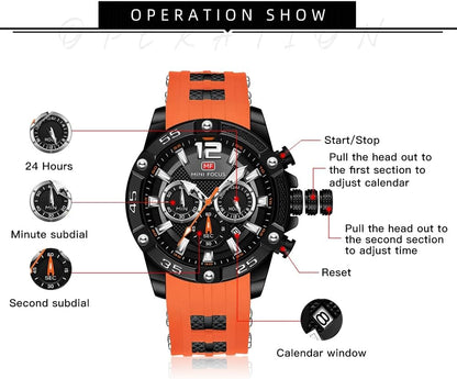 HOTAIMES Watch for Men Sport Military Waterproof Chronograph Mens Watches Analog Quartz Big Face Classic Stylish Fashion Casual Designer Business Work Wrist Watch Elegant Gift for Men