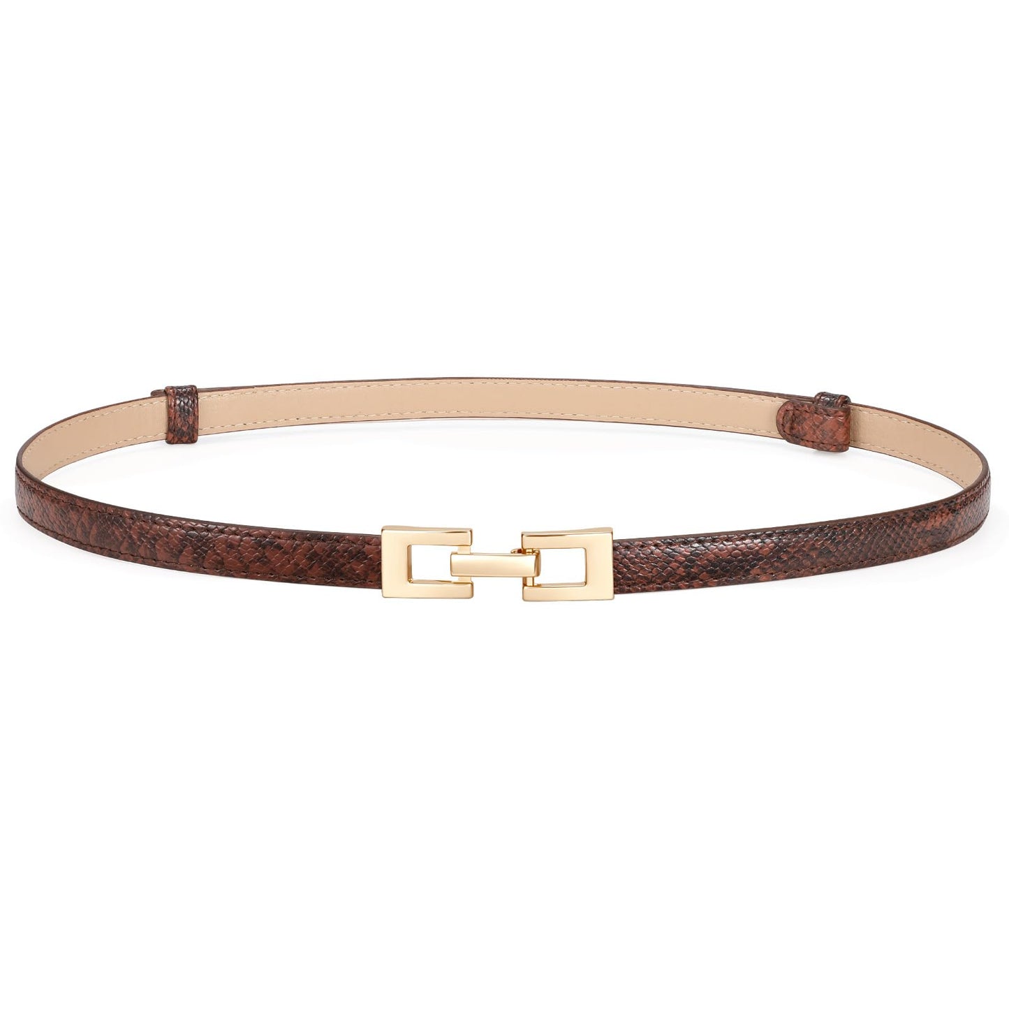 HOTXZQTIVE Women's Thin Leather Belt – Adjustable Casual Office Belt for Dresses Jeans Pants – Gold Buckle, Multi-Color