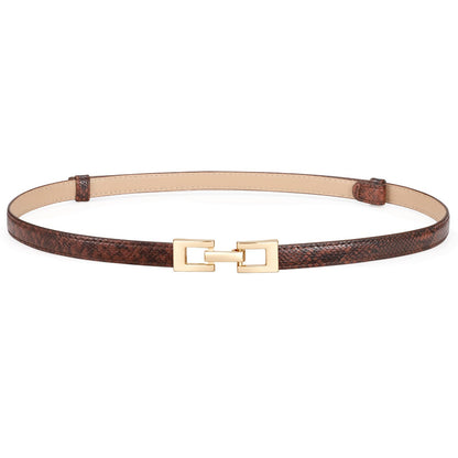 HOTXZQTIVE Women's Thin Leather Belt – Adjustable Casual Office Belt for Dresses Jeans Pants – Gold Buckle, Multi-Color