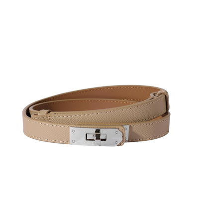 HOTOvekaut Women Skinny Leather Belt Solid Color Alloy Turn Lock Adjustable Waistband for Dresses Jeans Coats